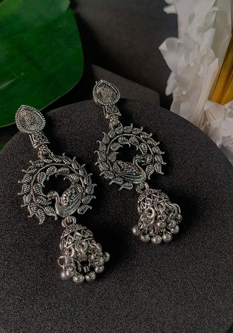 Navratri Ethnic Silver Oxidised Afghani Style Trending Earrings