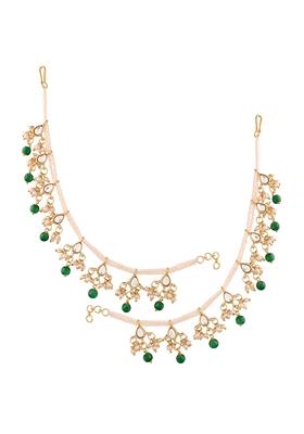 Gold Plated Long Pearl Drop Bead Hair Chain