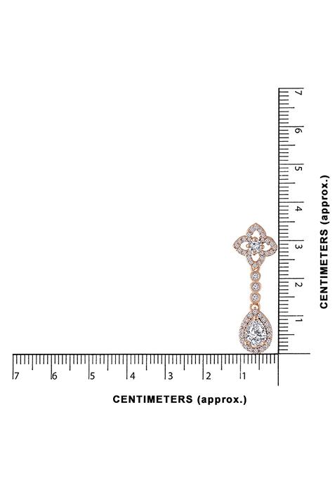 Rose Gold Plated Glittering Crystal Ad Stone Dangle And Drop Earrings