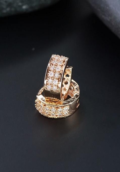 Rose Gold Plated Ad Stone Contemporary Studs Earrings