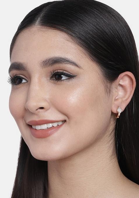 Rose Gold Plated Ad Stone Contemporary Studs Earrings
