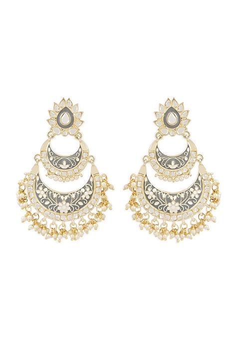 Gold Plated Meenakari Earrings Gilded With Kundan And Pearl