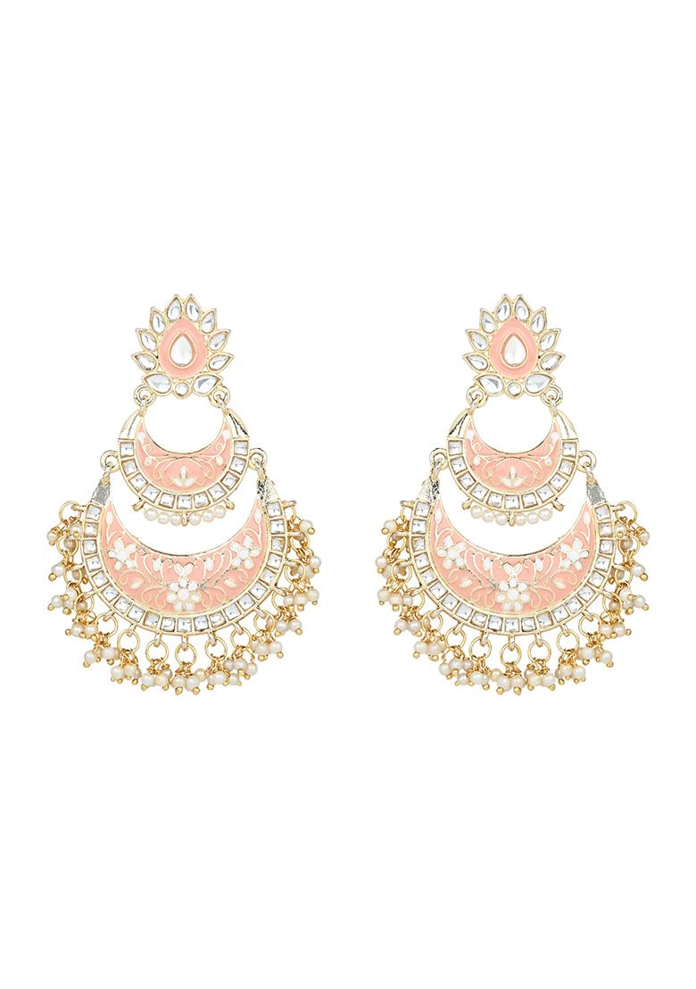 Gold Plated Meenakari Earrings Gilded With Kundan And Pearl