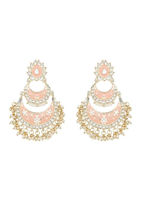Gold Plated Meenakari Earrings Gilded With Kundan And Pearl