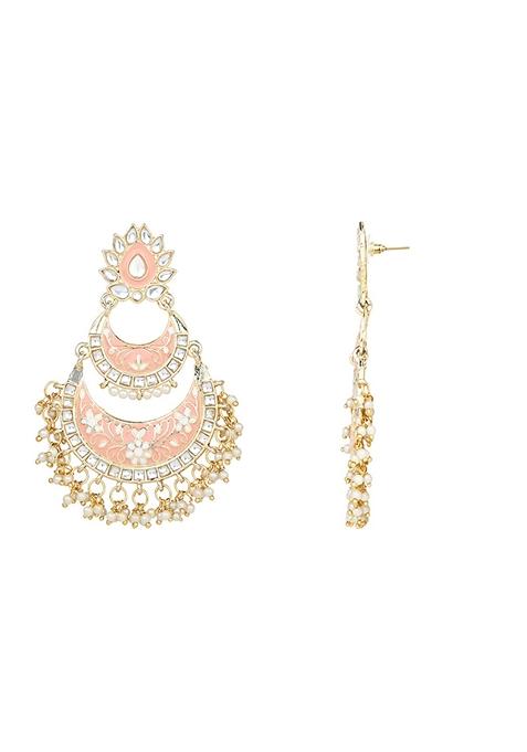 Gold Plated Meenakari Earrings Gilded With Kundan And Pearl