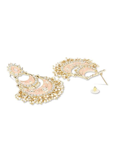 Gold Plated Meenakari Earrings Gilded With Kundan And Pearl