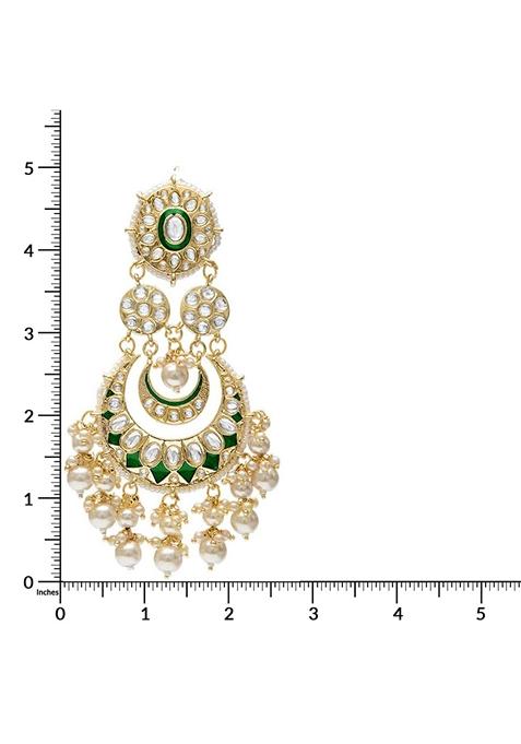 Gold Plated Green Meenakari Earrings Gilded With Kundan And Pearl