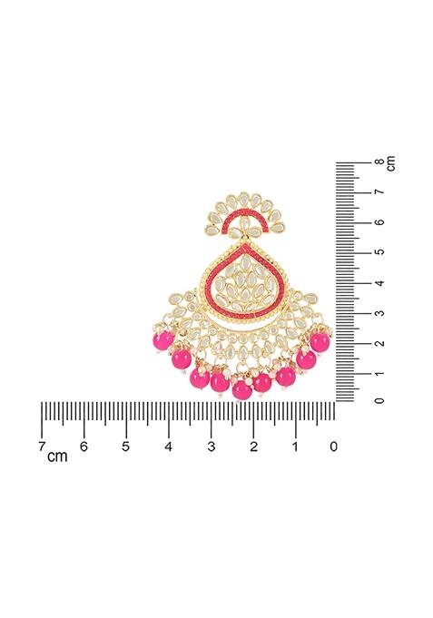 Gold Plated Traditional Handcrafted Kundan Earrings With Pearl