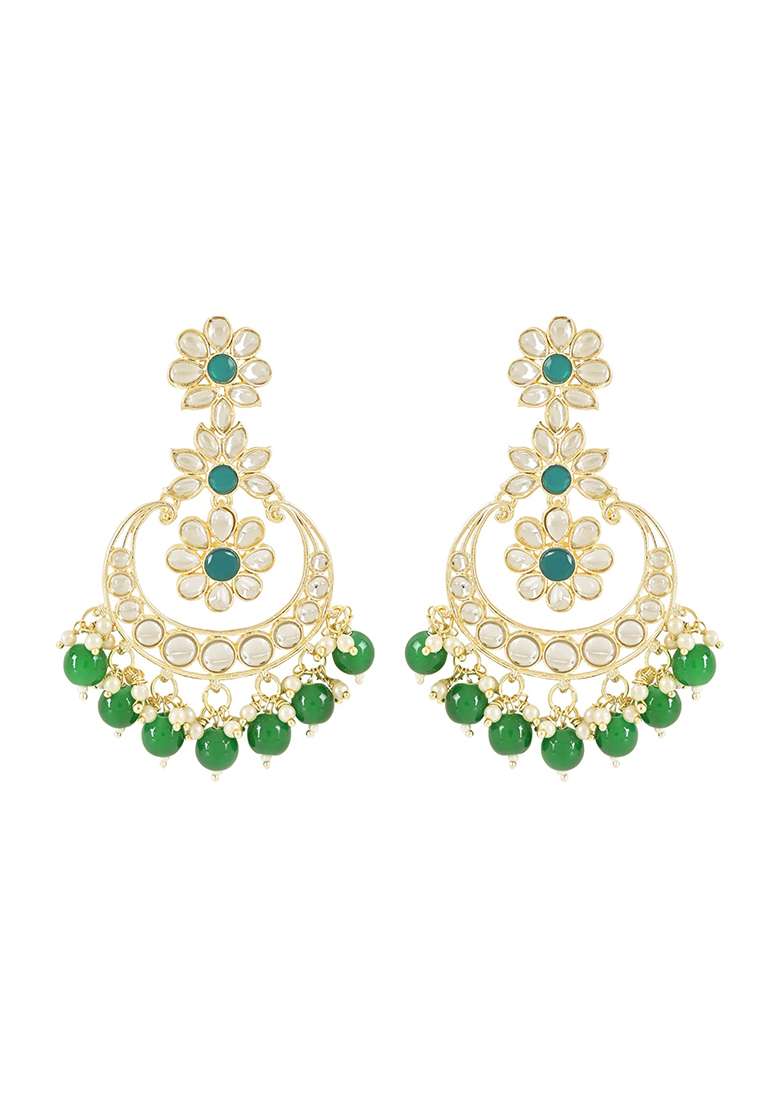 Gold Plated Traditional Handcrafted Kundan Earrings With Pearl - Indya