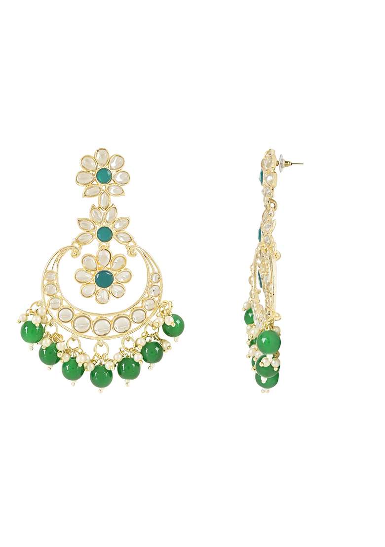 Gold Plated Traditional Handcrafted Kundan Earrings With Pearl - Indya