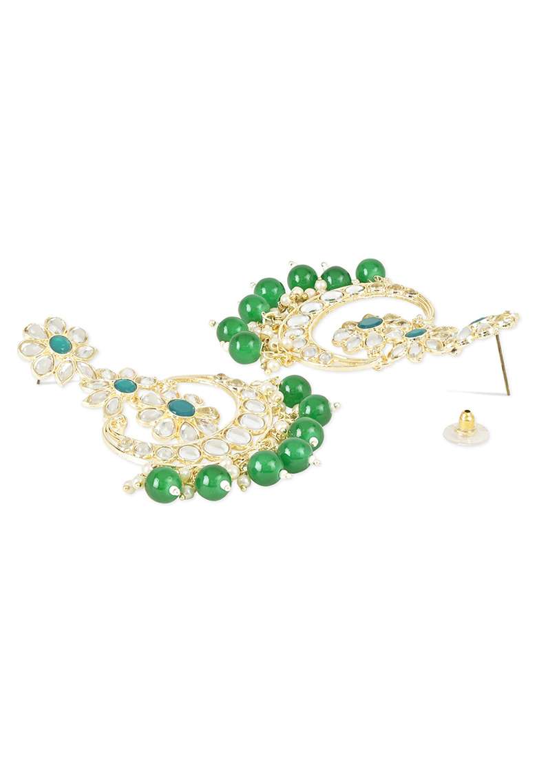 Gold Plated Traditional Handcrafted Kundan Earrings With Pearl - Indya