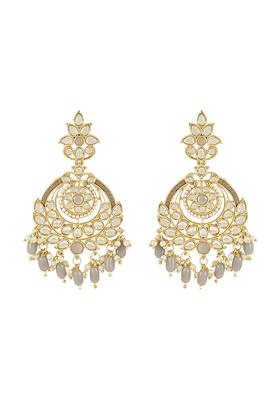 Gold Plated Traditional Handcrafted Kundan Earrings With Pearl