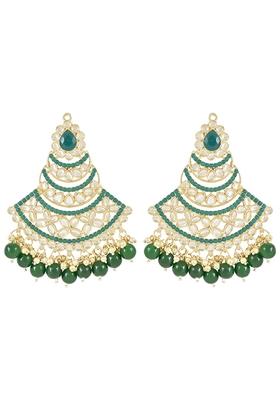 Gold Plated Traditional Handcrafted Pearl Kundan Beaded Chandbali Earrings