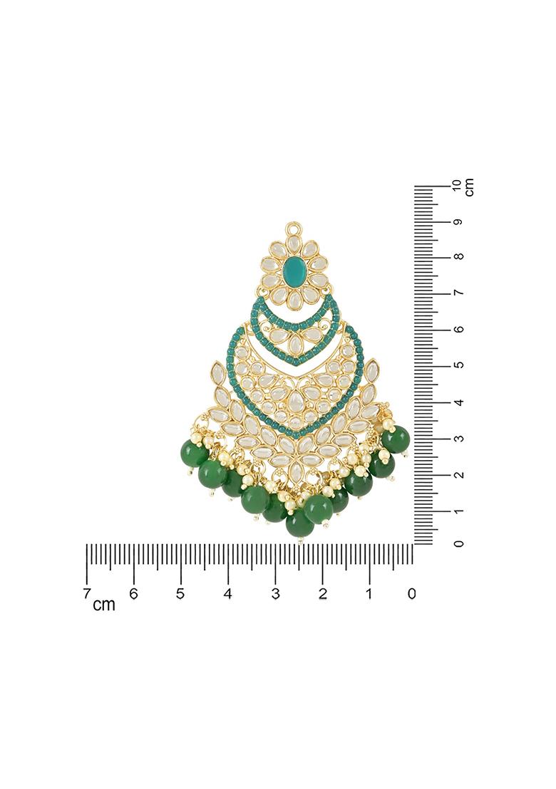 Gold Plated Traditional Handcrafted Pearl Kundan Beaded Chandbali Earrings