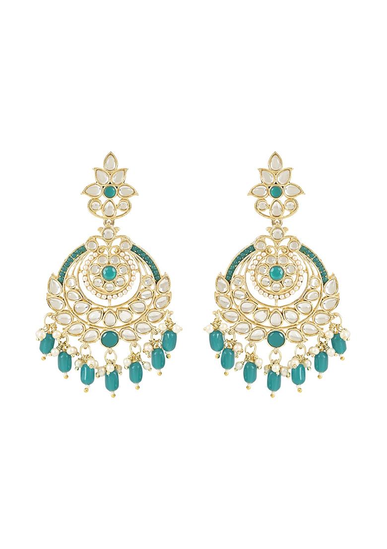 Gold Plated Traditional Handcrafted Kundan Earrings Adorned With Pearl - Indya