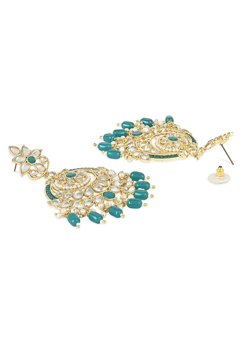 Gold Plated Traditional Handcrafted Kundan Earrings Adorned With Pearl - Indya