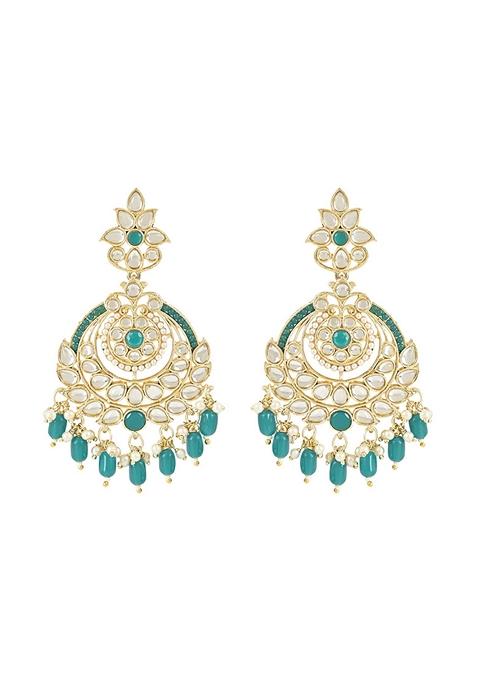 Gold Plated Traditional Handcrafted Kundan Earrings Adorned With Pearl