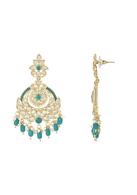 Gold Plated Traditional Handcrafted Kundan Earrings Adorned With Pearl