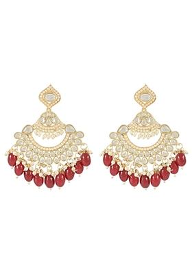 Gold Plated Traditional Handcrafted Pearl Kundan Beaded Earrings