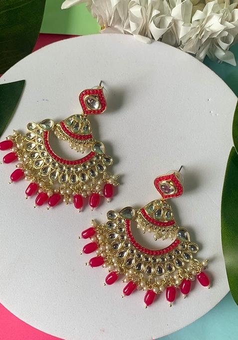 Pink Kundan Earrings