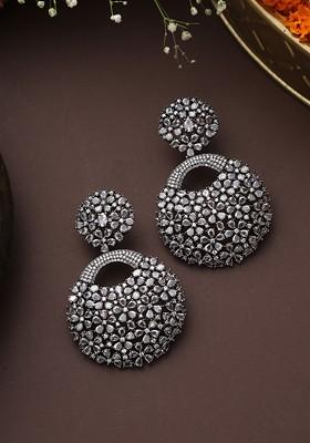 Silver Toned Zirconia Dangler Earrings