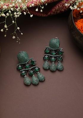 Green Zirconia Dangler Earrings