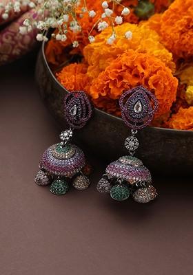 Multicolour Zirconia Jhumka Earrings