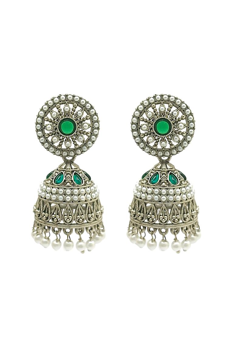 Silver Plated Dome Shape Jhumka Earrings