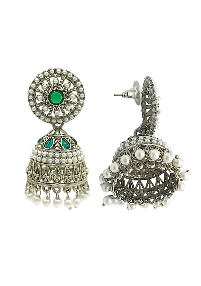 Silver Plated Dome Shape Jhumka Earrings