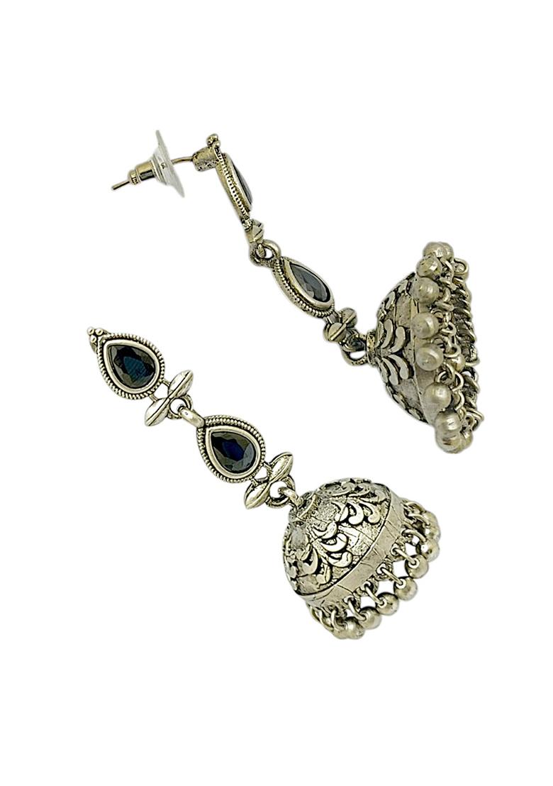 Silver Plated Dome Shaped Jhumka Earrings