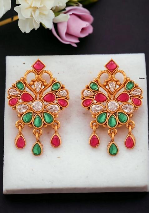 Gold Floral Design Earrings