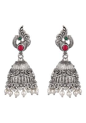 Silver Oxidised Earrings - Indya