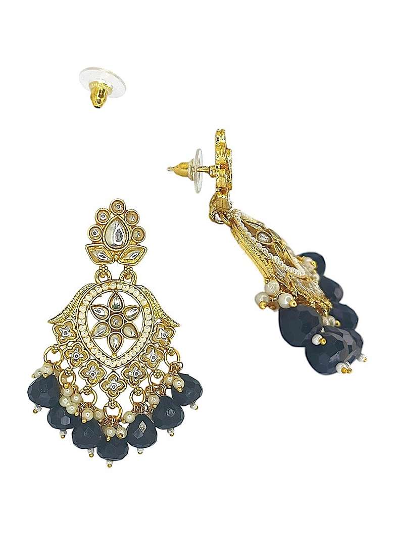 Gold Kundan Studded Earrings - Indya