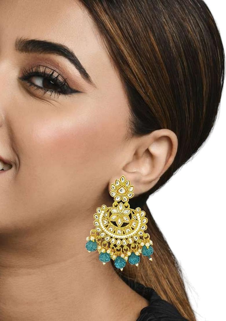 Gold Kundan Studded Earrings