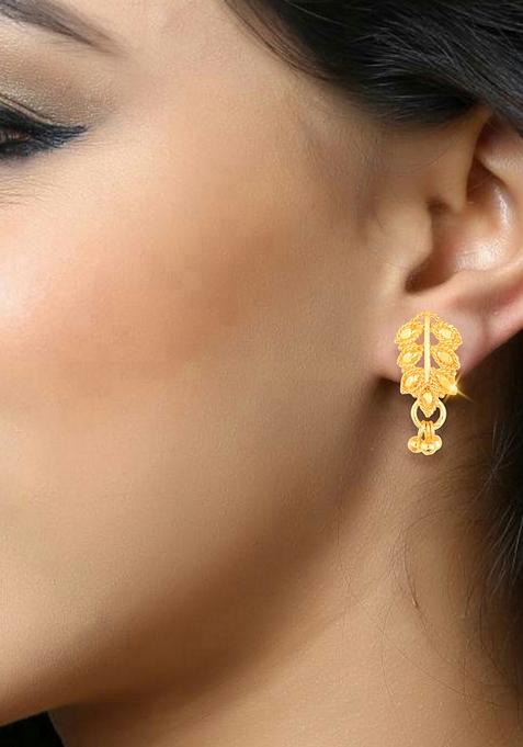 Gold-Plated Textured Drop Earrings Versatile Jewelry for Women