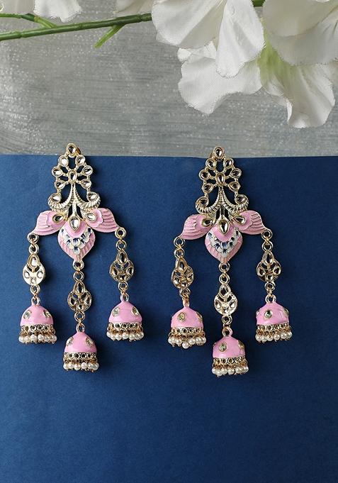 Pink Kundan Earrings
