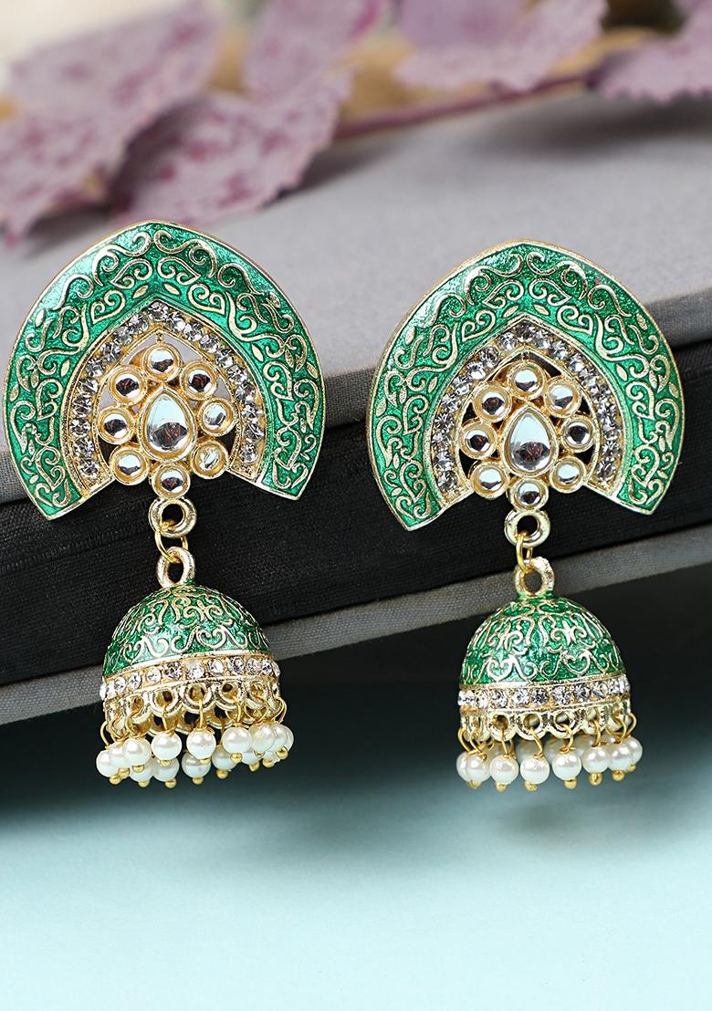 Green Kundan Earrings