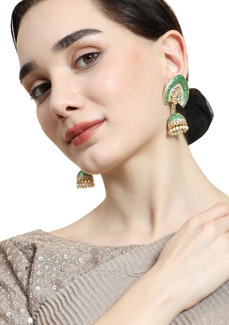 Green Kundan Earrings