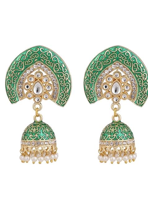 Green Kundan Earrings