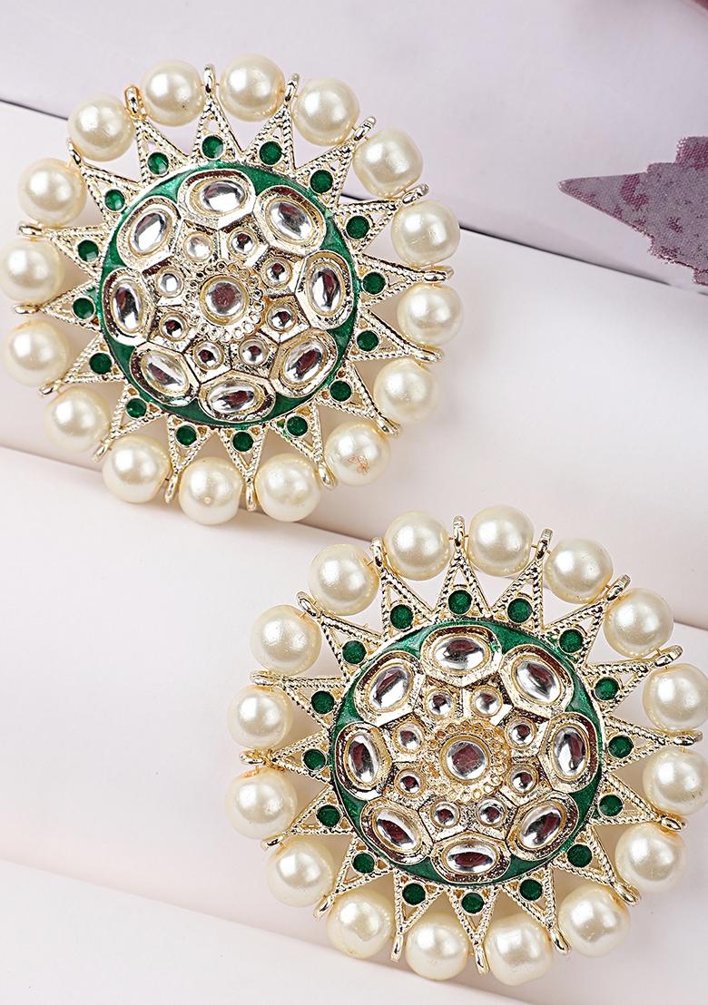Green Kundan Earrings