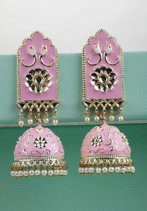 Pink Kundan Earrings