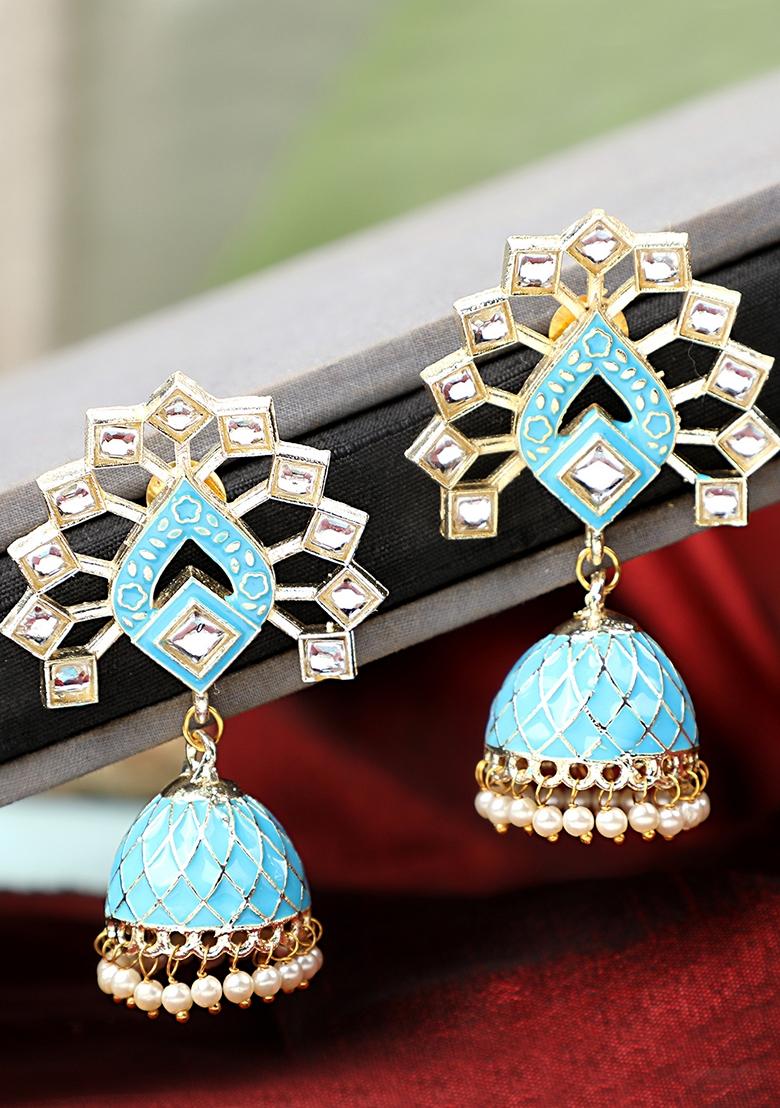 Blue Kundan Earrings