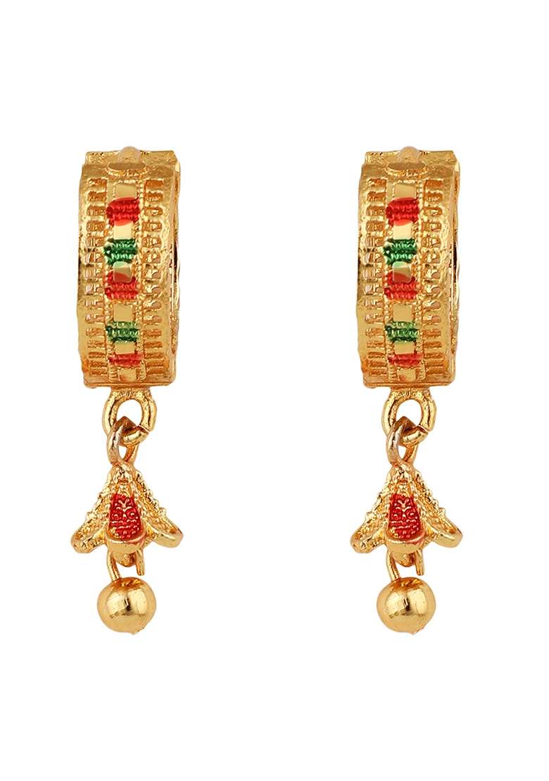 Gold Enamelled Studded Earrings - Indya