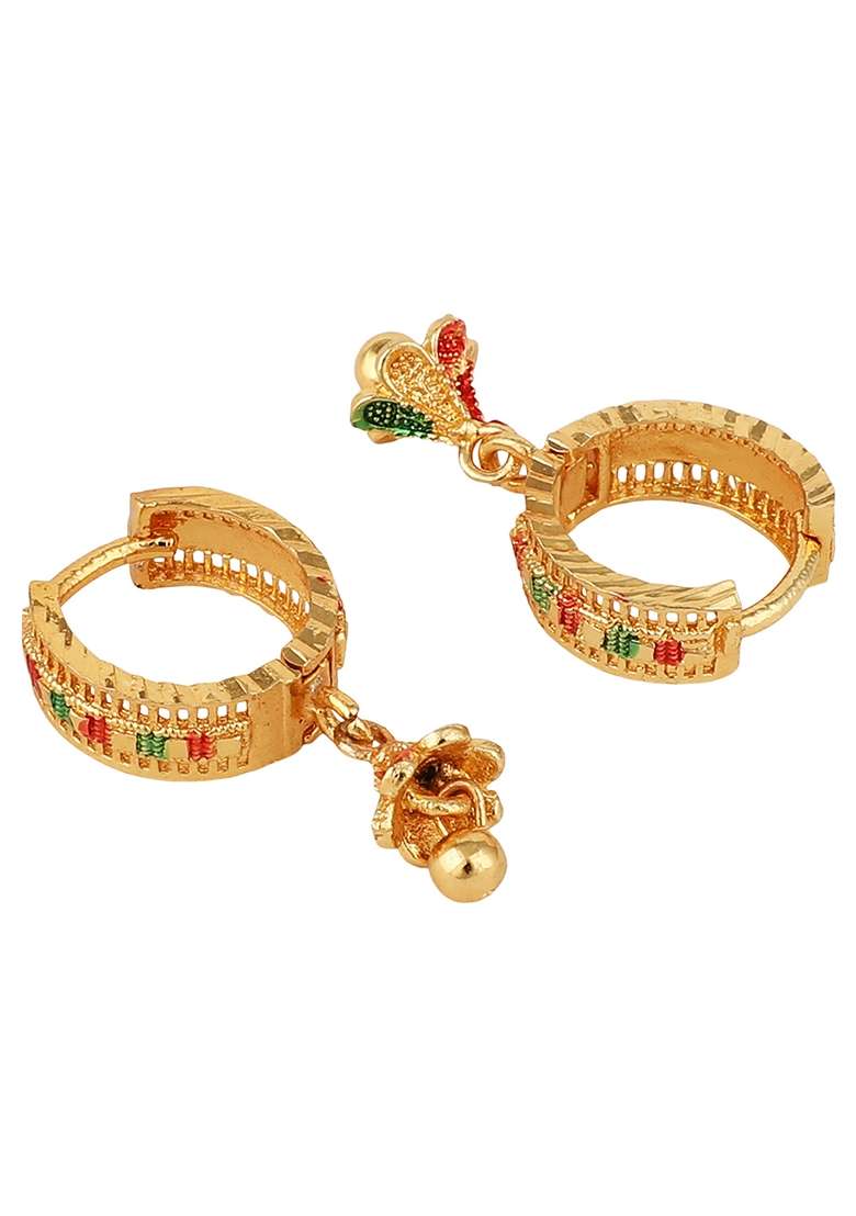 Gold Enamelled Studded Earrings - Indya