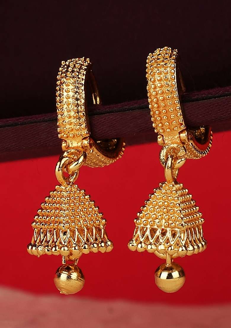 Gold Plated Jhumka Earrings - Indya