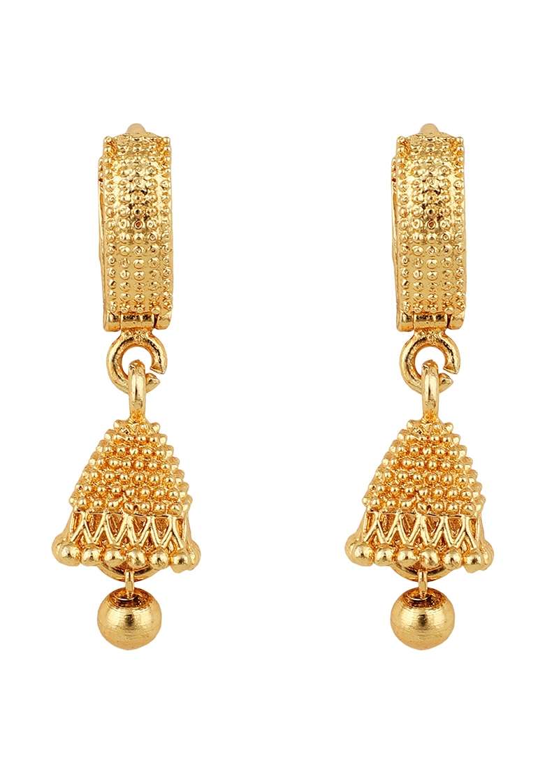 Gold Plated Jhumka Earrings - Indya