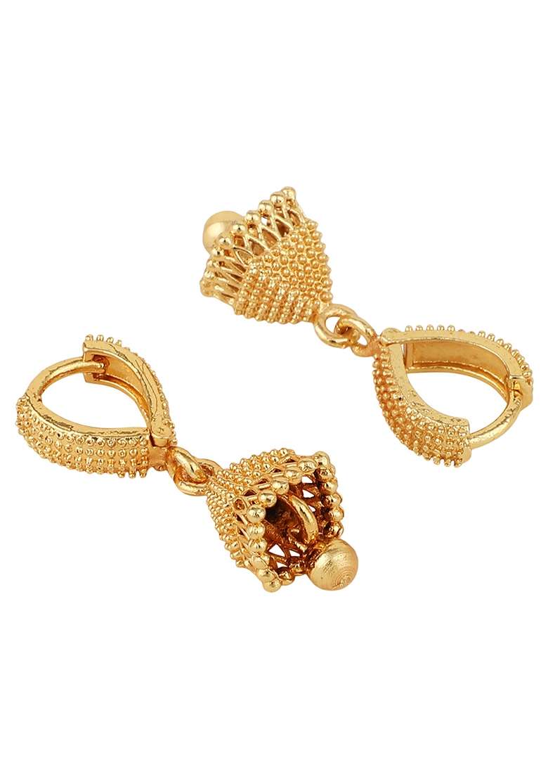 Gold Plated Jhumka Earrings - Indya