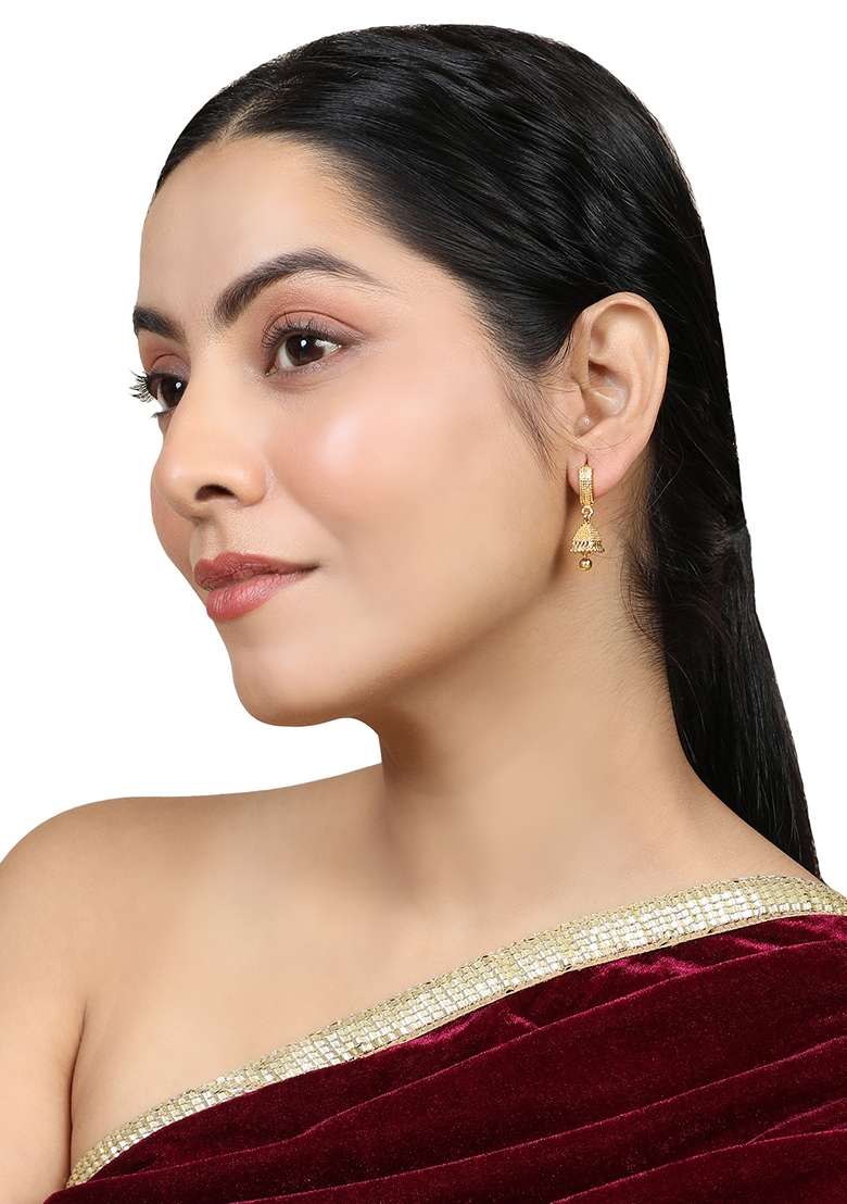 Gold Plated Jhumka Earrings - Indya