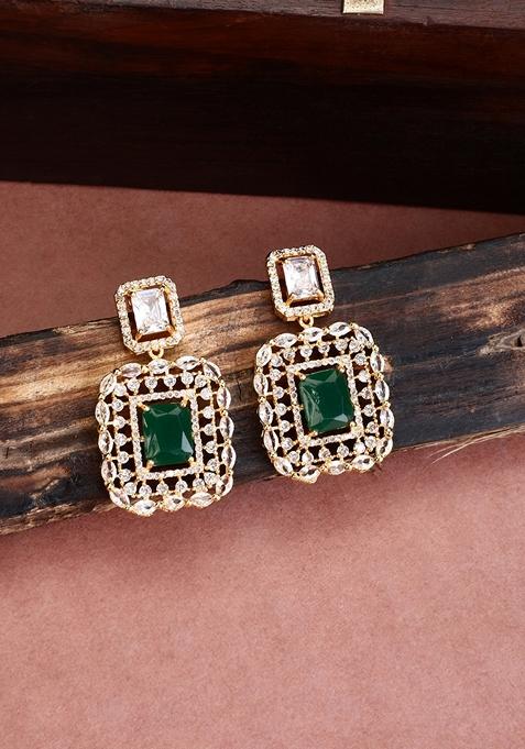 Green American Diamond Earrings