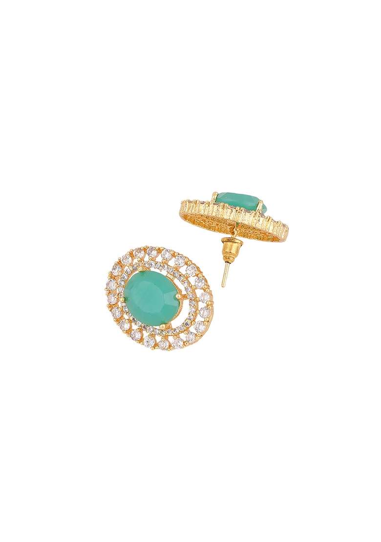 Green American Diamond Earrings - Indya